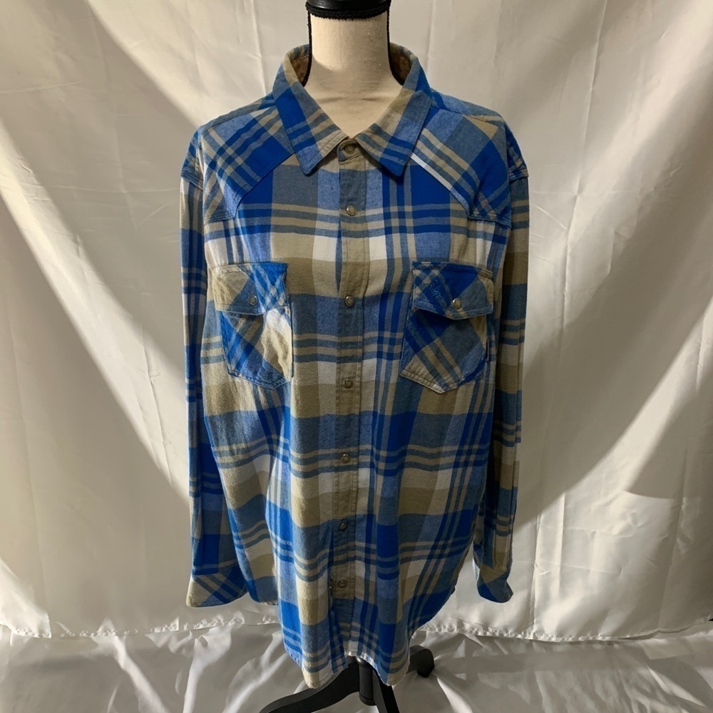 3/$28❤️Legendary Whitetails Mens Blue Tan Plaid Shirt Long Sleeve Flannel XL - Picture 2 of 8